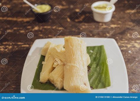 Fried Yucca with Guacamole Sauce Stock Photo - Image of garlic, bowl ...