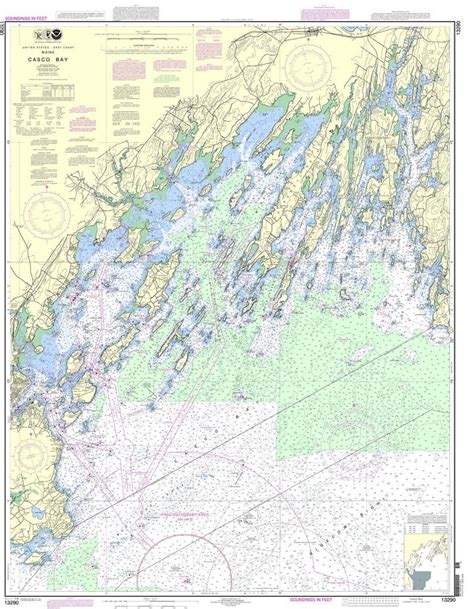 NOAA Chart 13290 Casco Bay | Nautical chart, Navigation chart, Marine ...