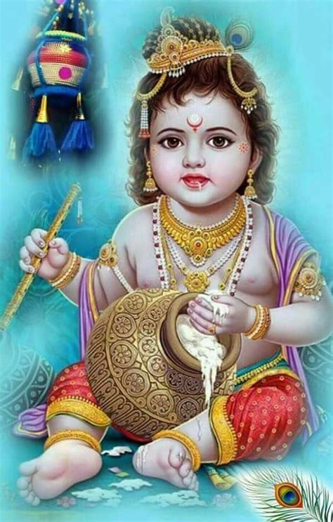 Lord Shree Krishna Baby Cute Krishna Painting HD Wallpaper Photo | Cute krishna, Krishna ...