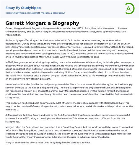 Garrett Morgan: a Biography Essay Example | StudyHippo.com