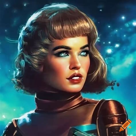 Retro sci-fi girl artwork in high resolution