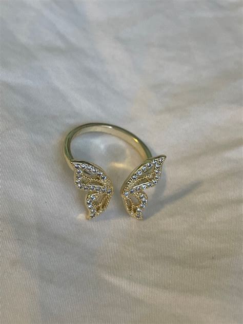 Adjustable gold butterfly ring | Etsy