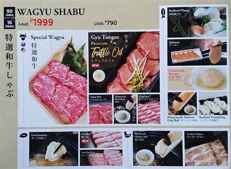 Menu at Shaburi and Kintan Buffet restaurant, Makati