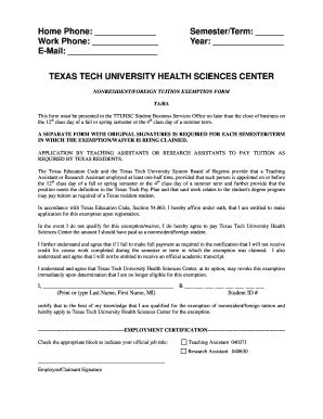 How Is The Tuition At Texas Tech - Fill Online, Printable, Fillable, Blank | PDFfiller