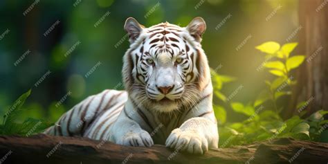 Premium AI Image | White Tiger Natural Habitat Portrait