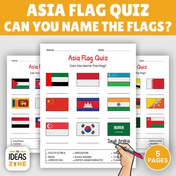 Asia Flag Quiz: Can You Name the Flags? by The Ideas Zone | TPT