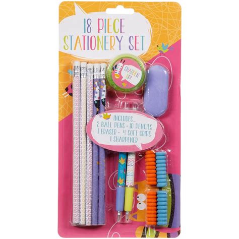 Stationery Set 18pc | Kids Stationery | Pencils - B&M