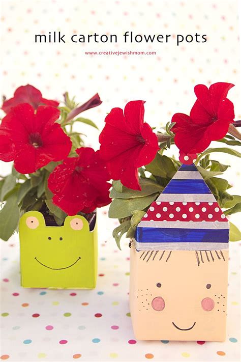 creative jewish mom | Crafts, Flower pot crafts, Milk carton