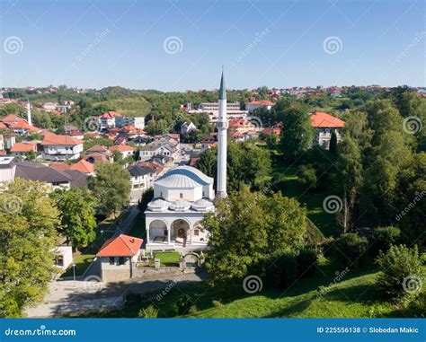 View of the Town of Gradacac and Husejnija Mosque, National Monument ...