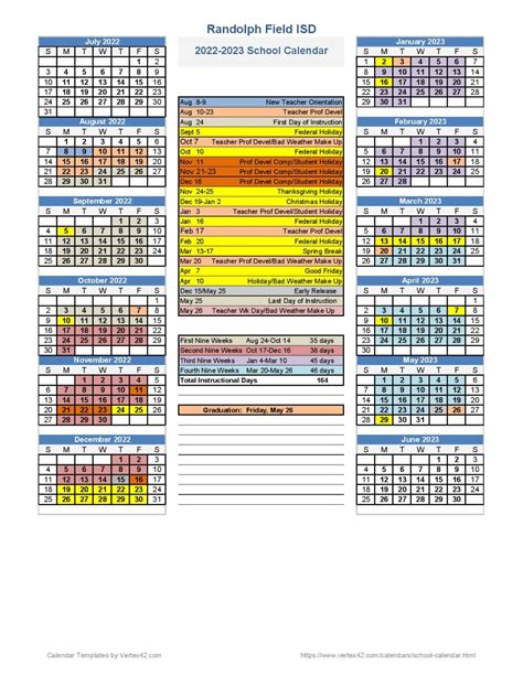 Randolph Field Independent School District Calendar 2022-2023