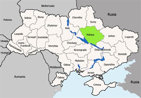 Mapa de Poltava, región o provincia (óblast) de Ucrania | Mapamundial.co