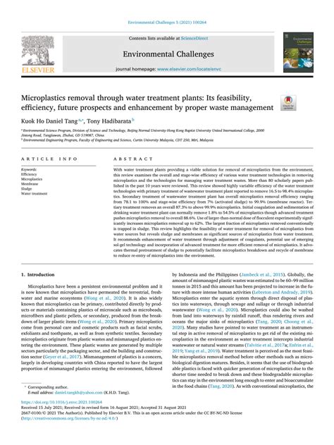 (PDF) Microplastics Removal through Water Treatment Plants: Its ...