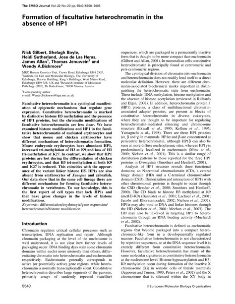 [PDF] Formation of facultative heterochromatin in the absence of HP1