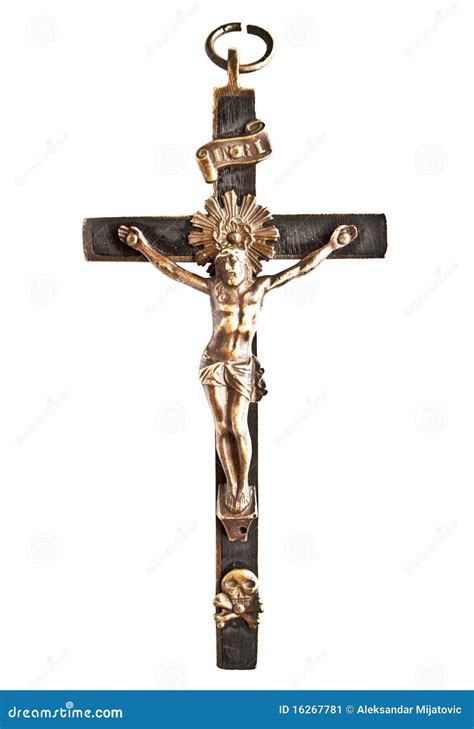 Cross with Crucified Jesus Christ Stock Image - Image of ancient ...