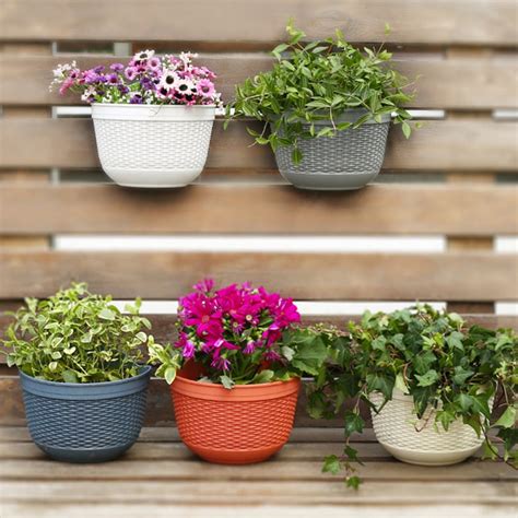 SPRING PARK Wall Hanging Flower Pots Garden Fence Balcony Basket Plant Pot Planter Decor ...