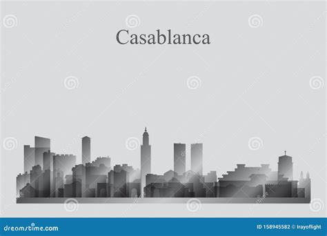 Casablanca City Skyline Silhouette in a Grayscale Stock Vector ...