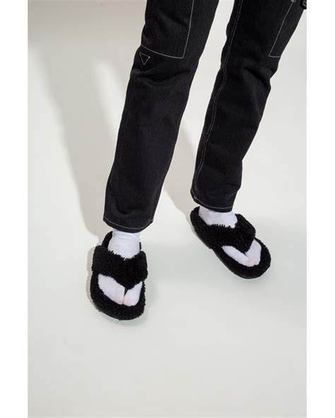 Burberry Shearling Flip-flops in Black for Men - Lyst