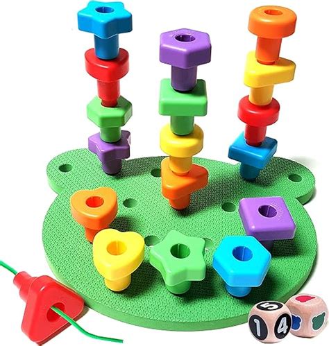 Amazon.com: KIDS KORNER New & Improved Peg Board Stacking Toddler Toys Game Set - Lacing Fine ...