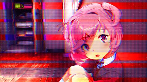 Aesthetic Ddlc PFP ~ Natsuki Doki Literature Club Glitched Ddlc Glitch Anime Wallpapers Pink ...