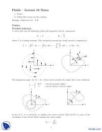 Vortex-Fluid Dynamics and Aerodynamics-Lecture Notes - Docsity