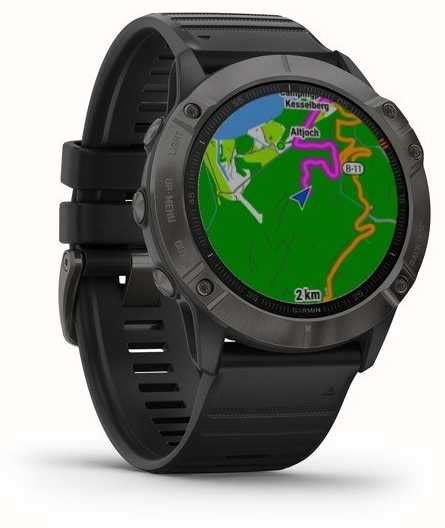 Garmin Fenix 6X Pro Sapphire | Carbon Grey DLC | Black Rubber Strap 010 ...