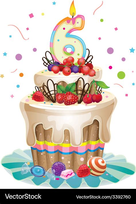 Happy birthday cake 6 Royalty Free Vector Image