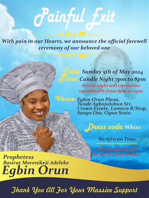 PHOTO: Farewell ceremony for late Gospel singer Egbin Orun announced