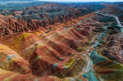 Rainbow Mountains in Zhangye National Geopark Stock Photo - Image of ...