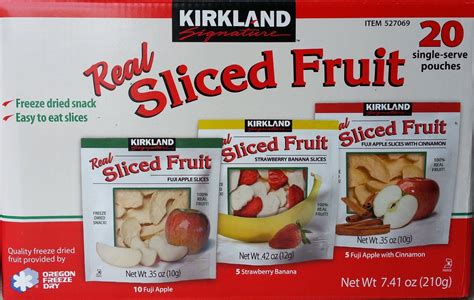 three packages of sliced fruit are shown in the package, including ...