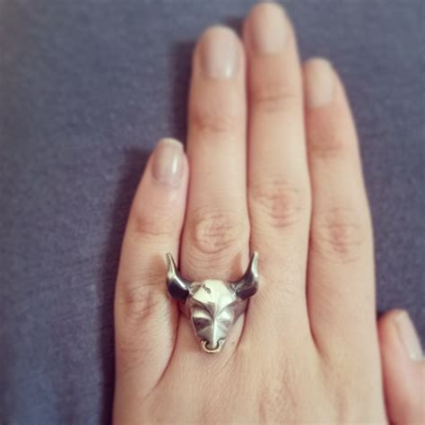 Bull Ring Sterling Silver Bull Ring Taurus Ring Animal | Etsy