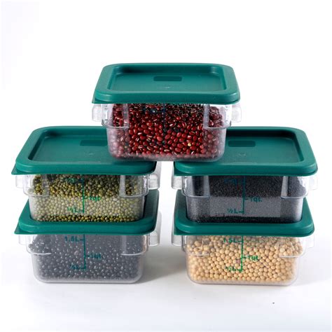 Hakka 2 Qt Commercial Grade Square Food Storage Containers with Lids,Polycarbonate,Clear - Case ...