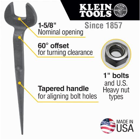 Klein 3214 Spud Wrench 1-5/8" Nominal Size for 1" U.S. Heavy Nuts