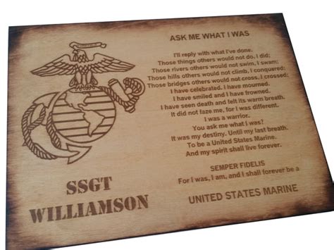 Personalized USMC - Ask Me What I Was - Oak Stained Retirement Plaque- – five1designs