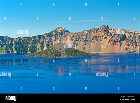 Volcanic Cone in a Larger Volcano With Wizard Island Inside of Crater Lake in Oregon Stock Photo ...