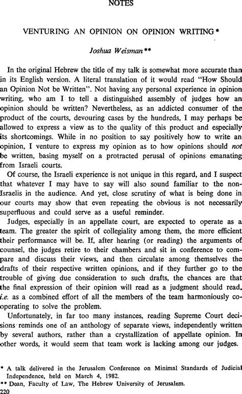 Venturing an Opinion on Opinion Writing* | Israel Law Review ...