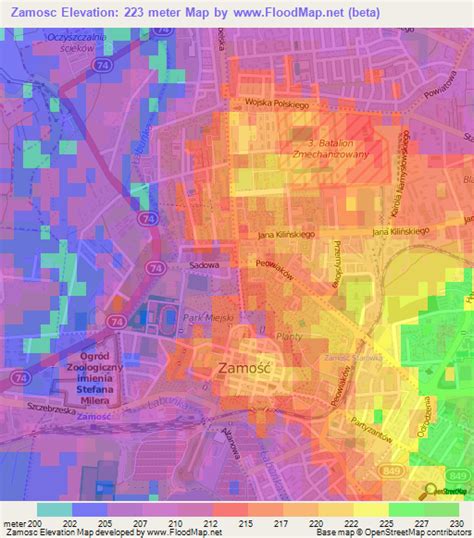 Elevation of Zamosc,Poland Elevation Map, Topography, Contour