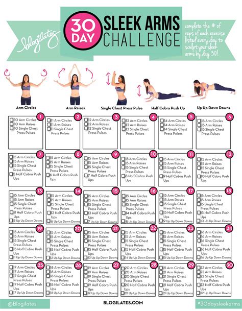 30 Day Sleek Arms Challenge (Blogilates: Fitness, Food, and lots of Pilates) | Programmi di ...