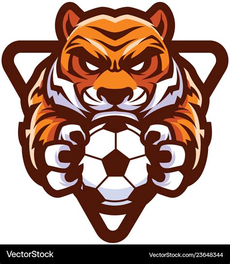 Tiger football soccer mascot Royalty Free Vector Image