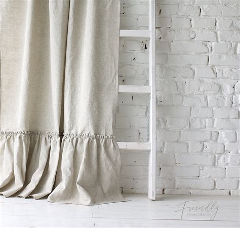 Farmhouse Curtains Linen Ruffled Curtain Panel Tab Top Linen - Etsy Canada