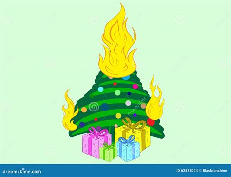 The Burning Christmas Tree Stock Vector - Image: 62835044