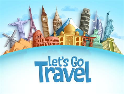 Travel destination vector background and template design with travel ...