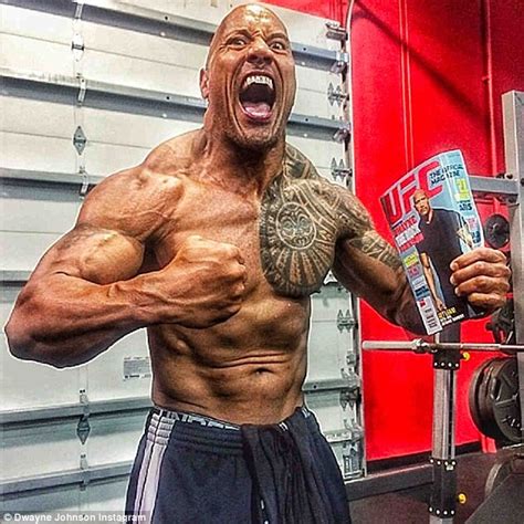 Dwayne 'The Rock' Johnson shows off muscles as he celebrates magazine cover | Daily Mail Online