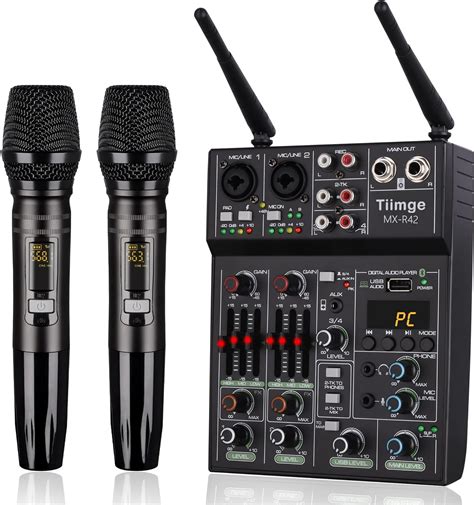 Amazon.com: Professional Audio Mixer With Dual Wireless Microphone ...