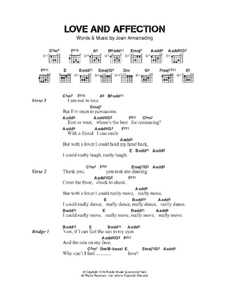 Love And Affection by Joan Armatrading - Guitar Chords/Lyrics - Guitar ...