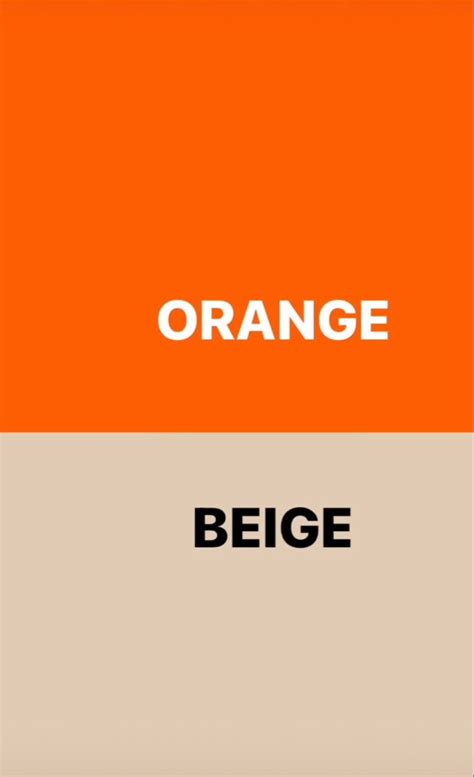 an orange and beige color scheme with the words,'bege'on it