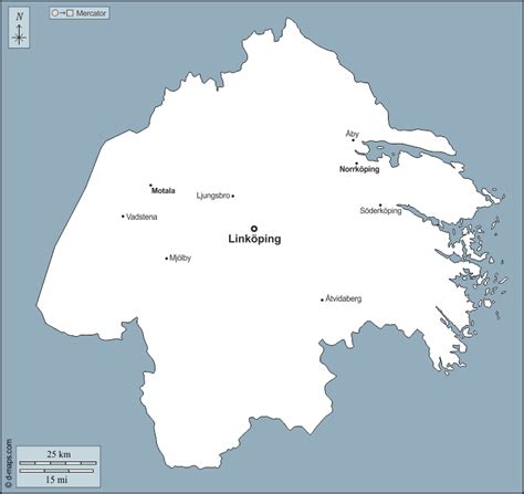 Östergötland free map, free blank map, free outline map, free base map outline, main cities, names