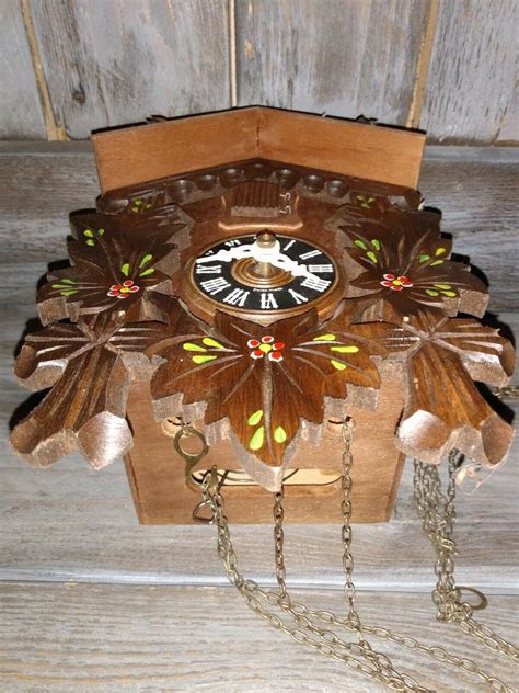 Vintage swiss made Wood small Cuckoo Clock Lotscher works Unique style ...