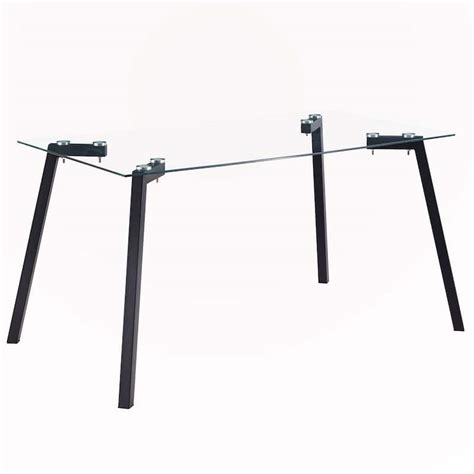Rectangular Glass Dining Table with Metal Legs - Bed Bath & Beyond - 37823686