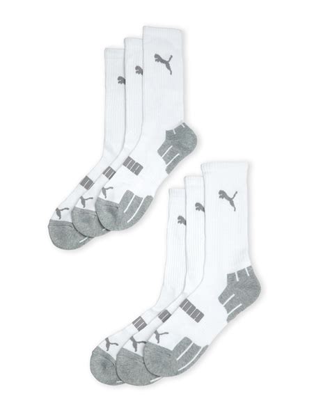 PUMA 6-pack Cushioned Crew Socks in White for Men - Lyst