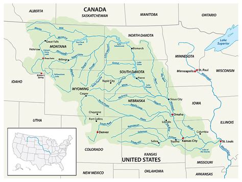 Missouri River Map With States